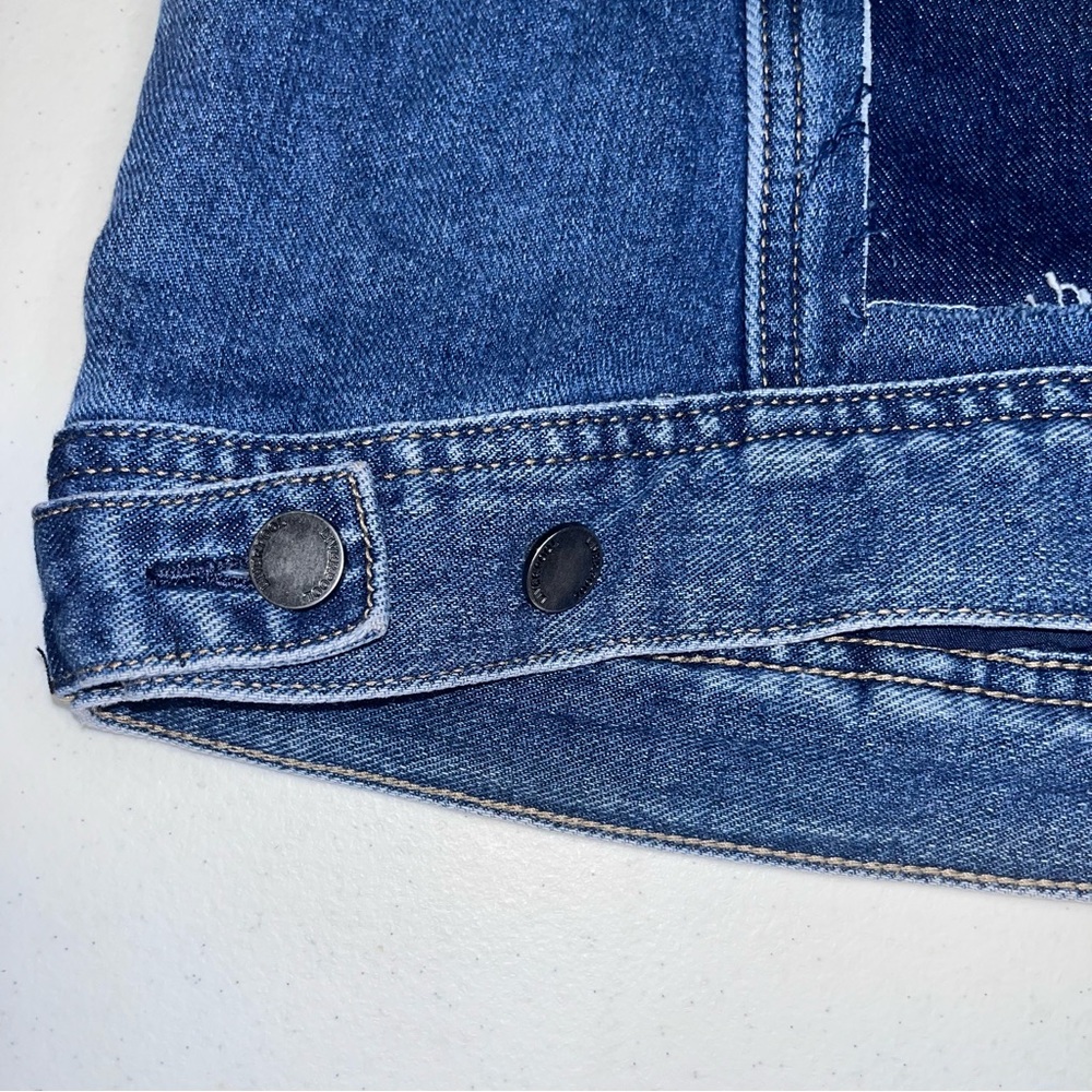 liver pool losangeles patch work frayed denim jacket size medium new with tags - Picture 12 of 15